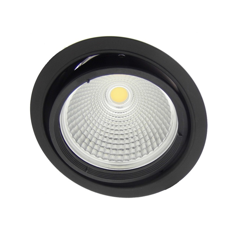 COOK-LED-NO: Downlight rond noir avec optique orientable sur systeme cardan