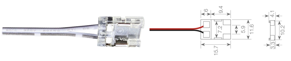 Connecteur 2P transparent avec cable de 1 mètre