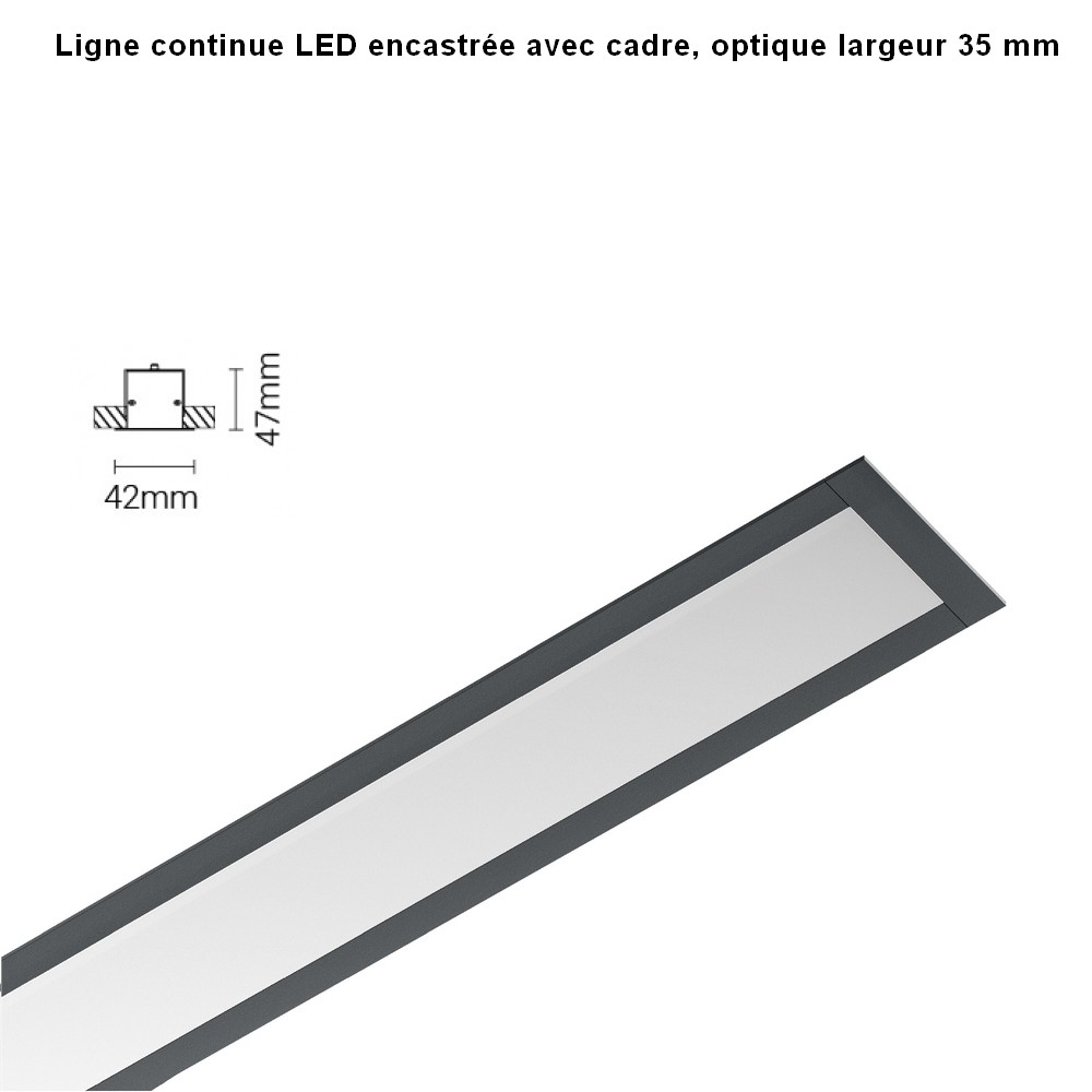 EL42  Ligne continue encastrée avec cadre, optique largeur 35mm