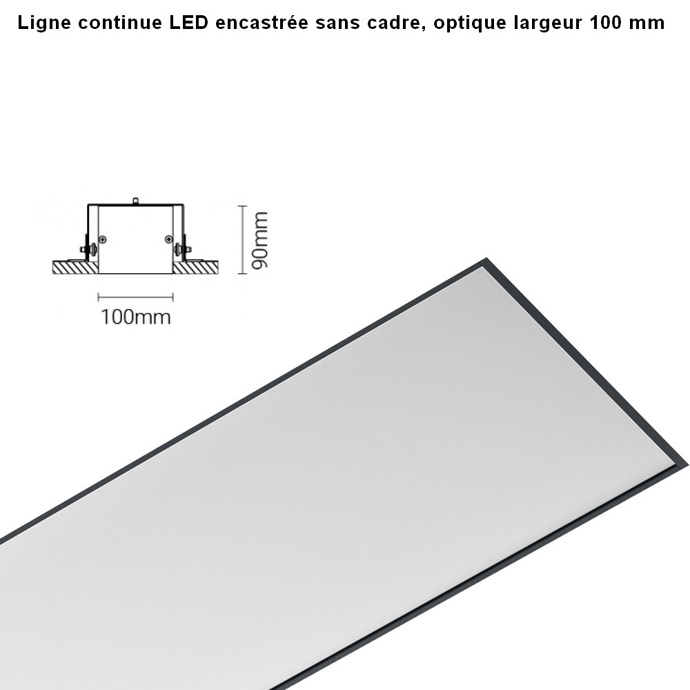 ETL100 Ligne continue encastrée sans cadre, optique largeur 100 mm, UGR<19