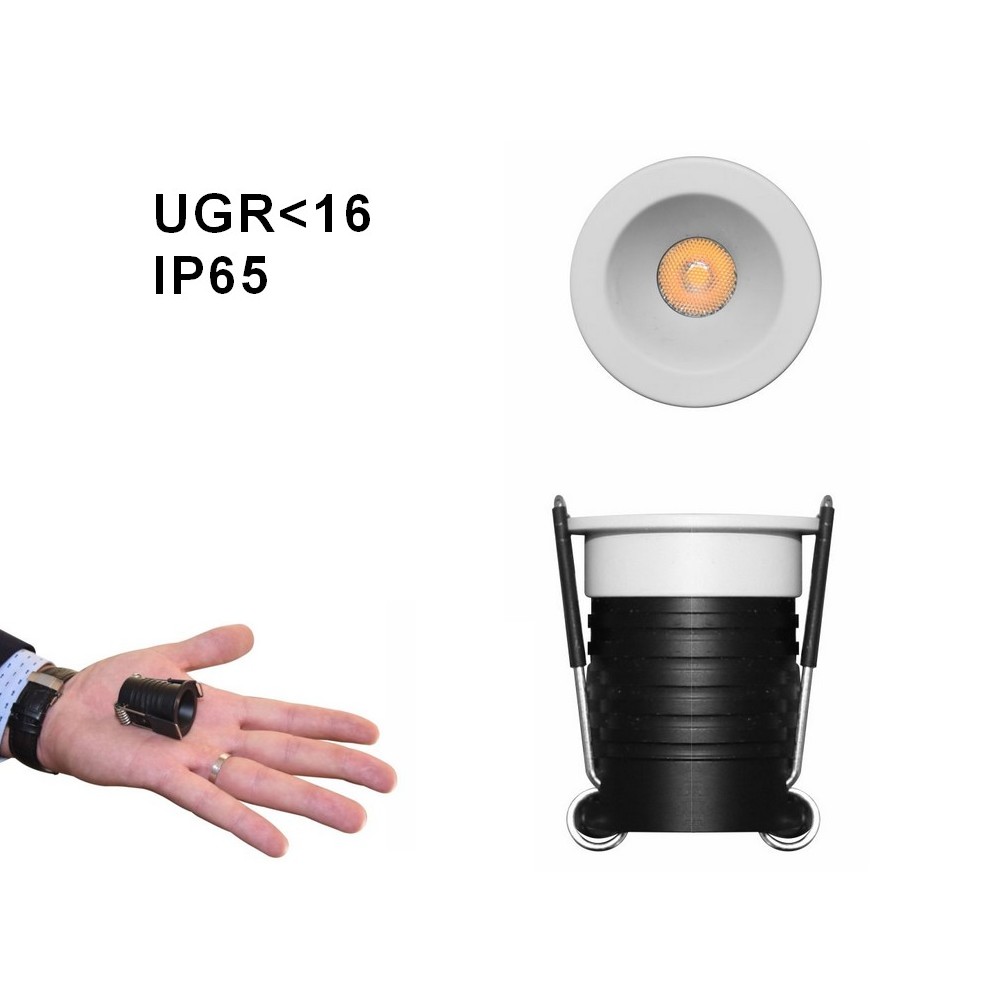 Spot LED 33mm basse luminance UGR16, etanche IP65