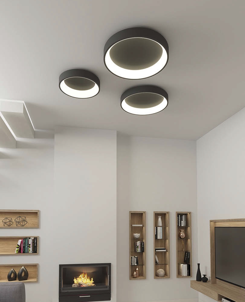 RUMBA-P plafonnier LED design noir diamètre 450 à 900 mm