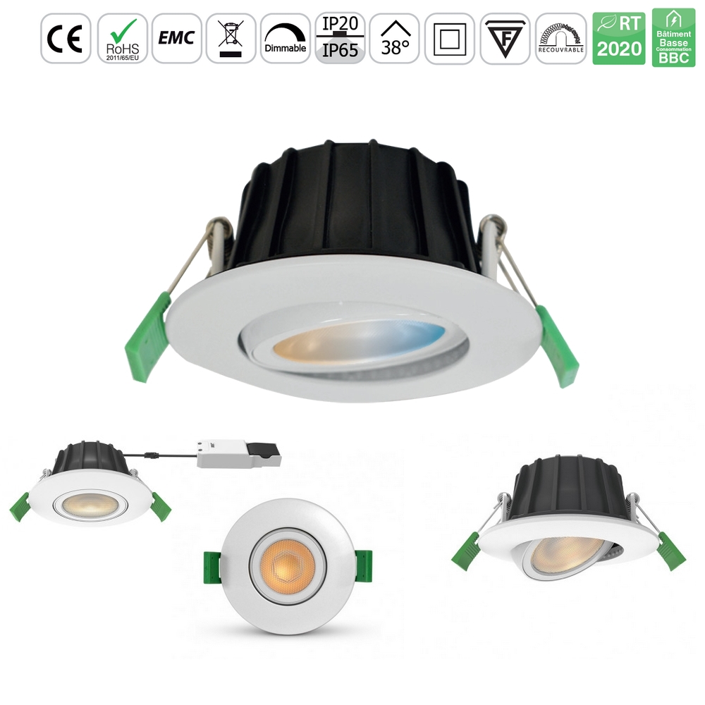 SALTO : Spot LED BBC, orientable, dimmable, switch, conforme RT2020