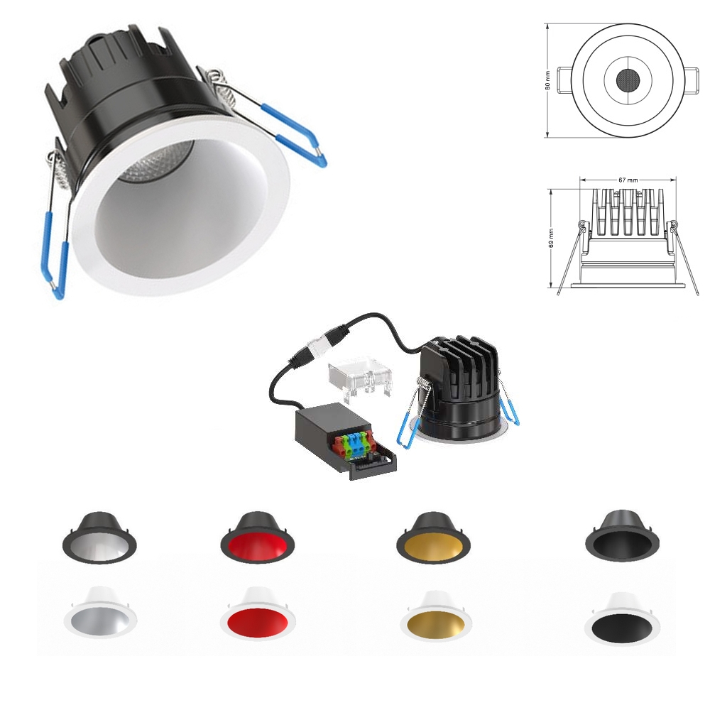 TALIK : Spot LED rond 9W, basse luminance, dimmable, étanche IP65, switch color