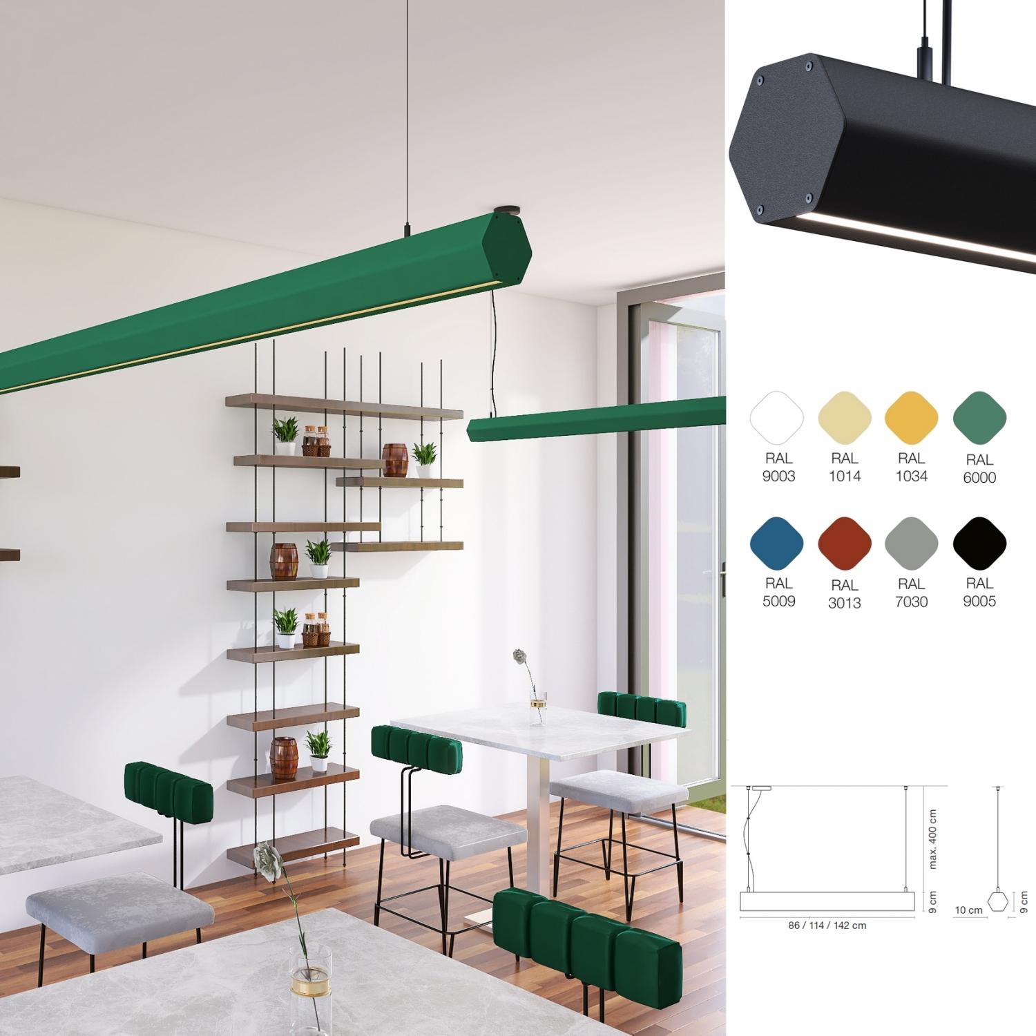 SLDPH : Suspension LED design, profile hexagonale, choix de 8 coloris, UGR<19