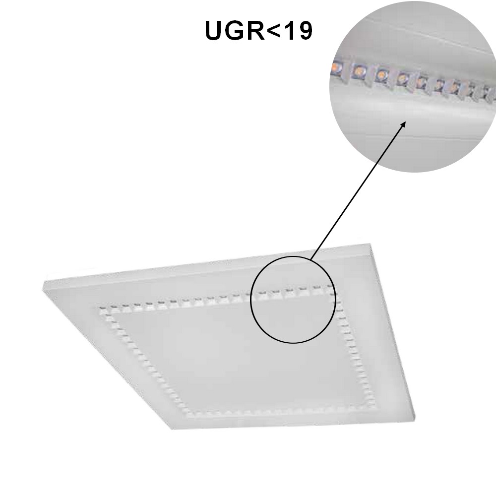 DIANE SQ Plafonnier LED design carré, UGR<19
