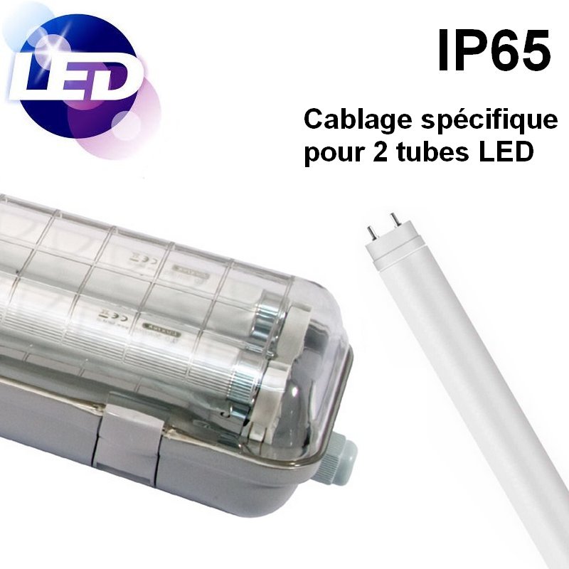PARKLED-2x150: Réglette étanche pour 2 tubes LED 1m50
