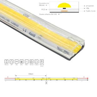 Ruban LED COB blanc. IP65, 480 LED/m, 15W/m, 5 mètres - ®