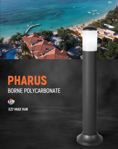 PHARUS Borne polycarbonate  à culot E27 hauteur 700mm, spéciale bord de mer
