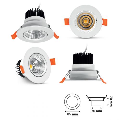 ALDOII-12W : Downlight LED rond inclinable Ø135mm 12W IRC90