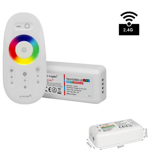 Controleur radio 2,4Ghz RGB 12/24V, 10A maxi + télécommande