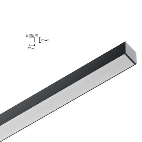 Ligne continue design, section 26x25 mm, grande longueur , basse luminance UGR<19