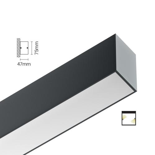 Applique LED grande longueur éclairage direct , section 47x75mm