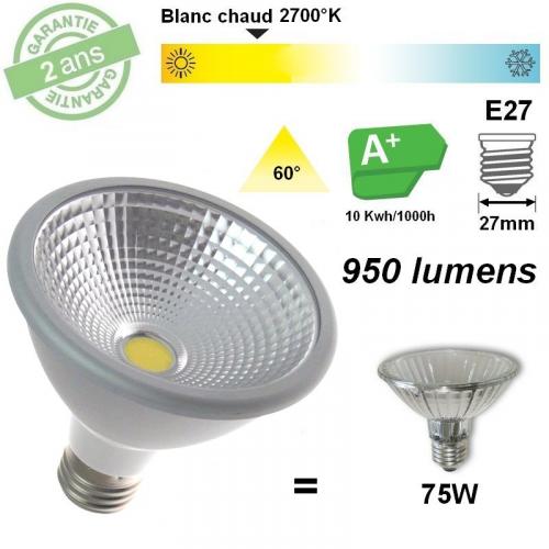 LAMPE PAR30 LED 10W 60° 950 LUMENS 2700°K