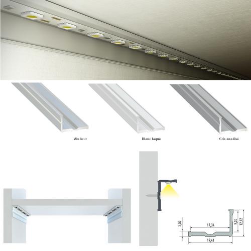 PL20 Profilé aluminium en L  support d'étagère pour bande LED 8mm
