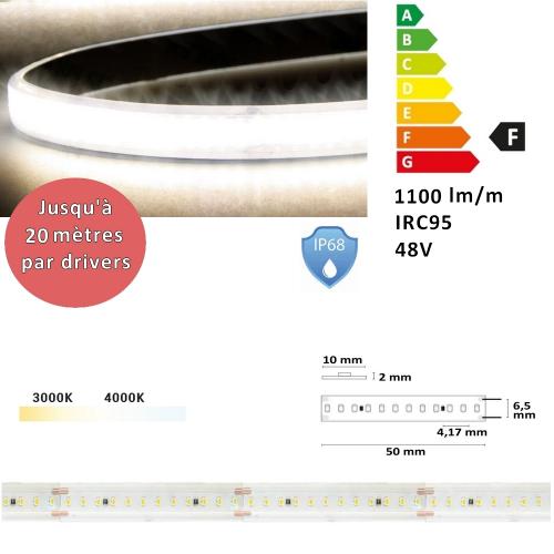 ruban LED étanche IP68 48V  240 leds/mètre, 13W/mètres, 1100 lm/W