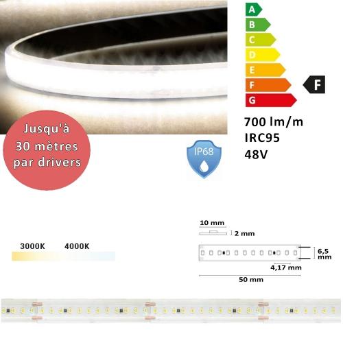 ruban LED étanche IP68 48V  240 leds/mètre, 7,5W/mètres, 700 lm/W