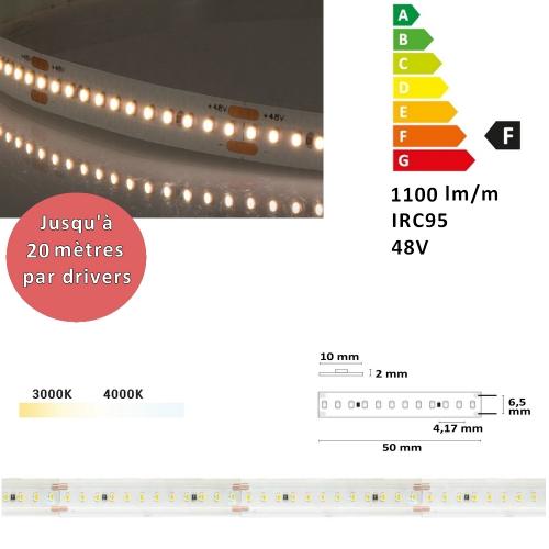 ruban LED 48V  240 leds/mètre, 13W/mètres, 1100 lm/W