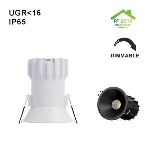 spot led basse luminance UGR16,  dimmable, conforme RT2012