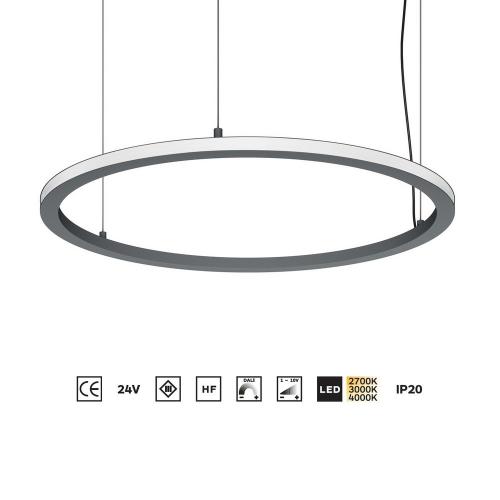 Suspension LED en forme d'anneau Ø350 à 2500 mm, éclairage extérieur