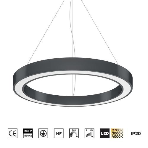Suspension LED en forme d'anneau Ø650 à 1500 mm, hauteur 80 mm