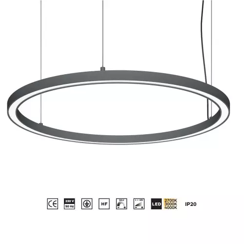 Suspension LED en forme d'anneau Ø650 à 1500 mm, éclairage direct